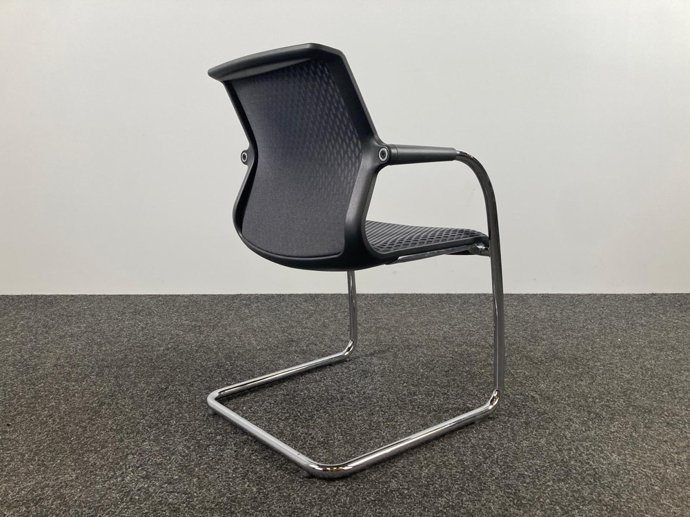 VITRA Unix Chair 127 Vergaderstoel design Antonio Citterio - zwart stof / chrome cantilever - Afbeelding 7