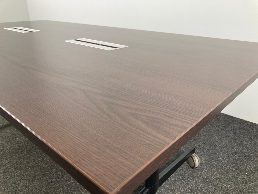 Table de réunion B200xD100xH73 - hpl bois foncé / métal noir pied en t – Image 6