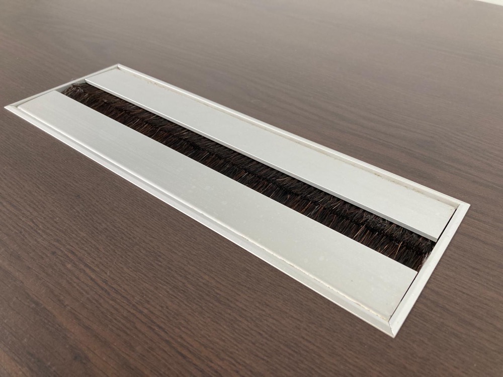 Table de réunion B200xD100xH73 - hpl bois foncé / métal noir pied en t – Image 9