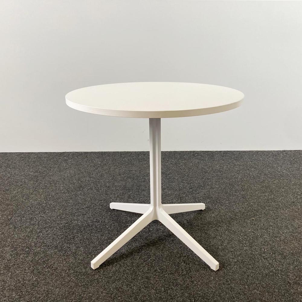 Table de cantine Rond B80xD80xH75 - mélamine blanche / métal blanc base croisée – Image 2