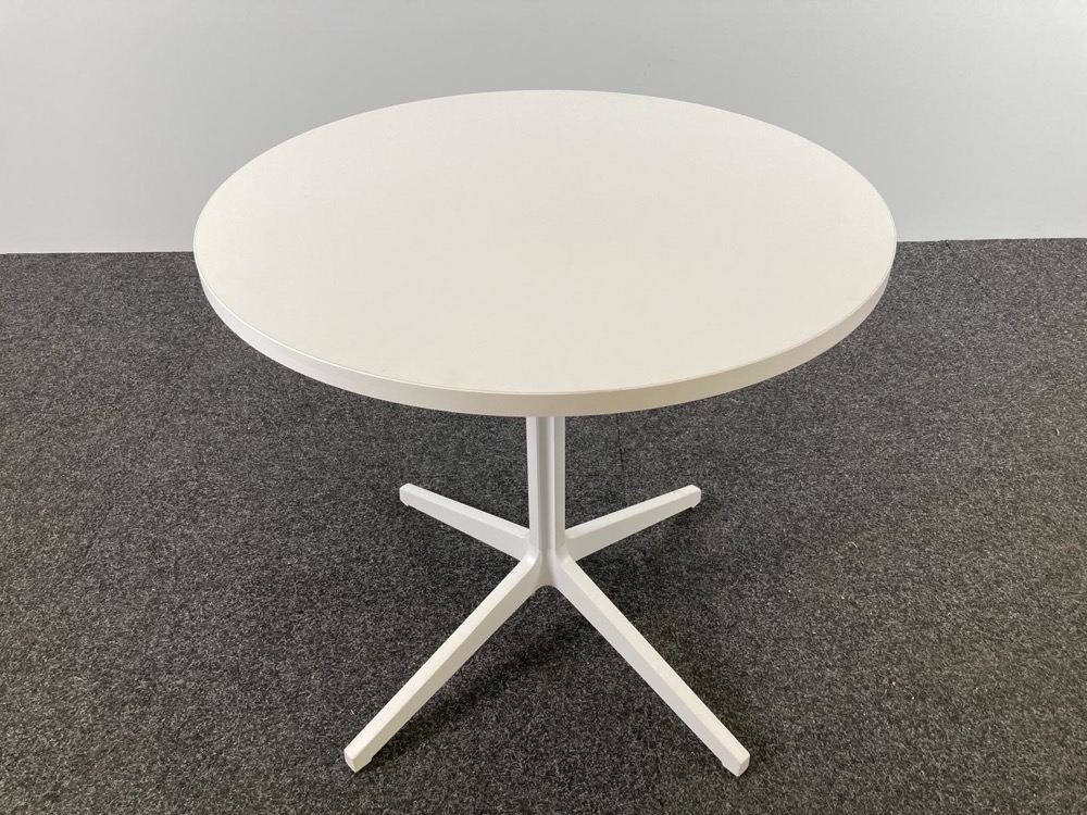 Table de cantine Rond B80xD80xH75 - mélamine blanche / métal blanc base croisée – Image 5