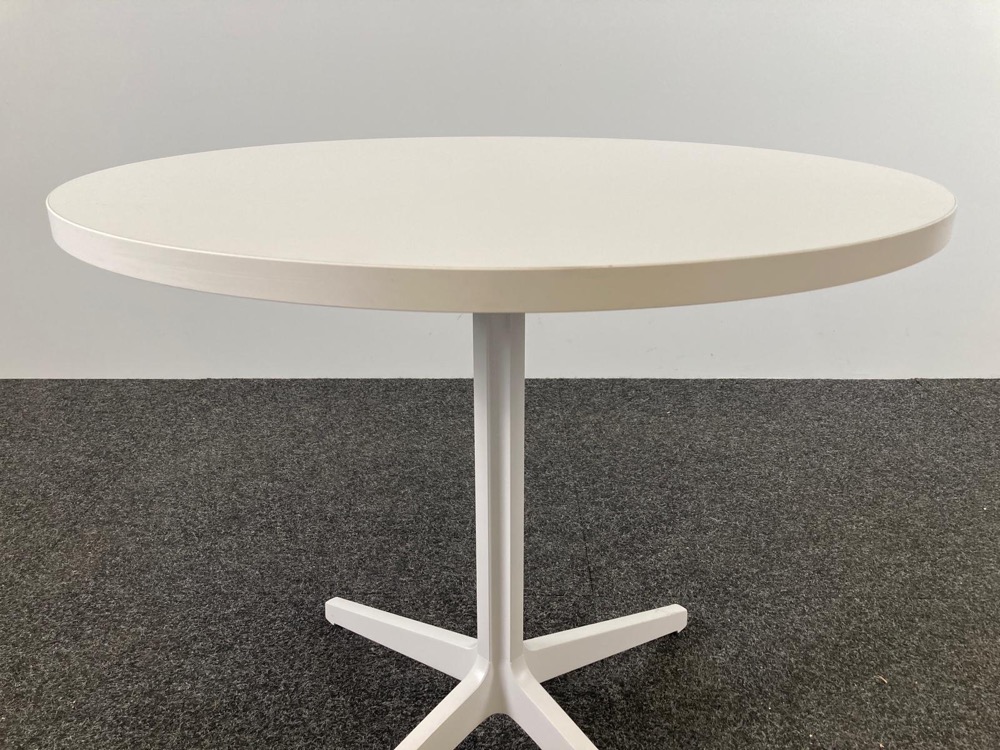 Table de cantine Rond B80xD80xH75 - mélamine blanche / métal blanc base croisée – Image 7