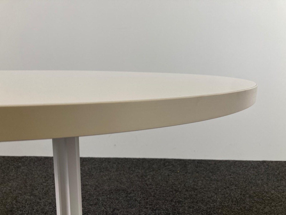 Table de cantine Rond B80xD80xH75 - mélamine blanche / métal blanc base croisée – Image 9