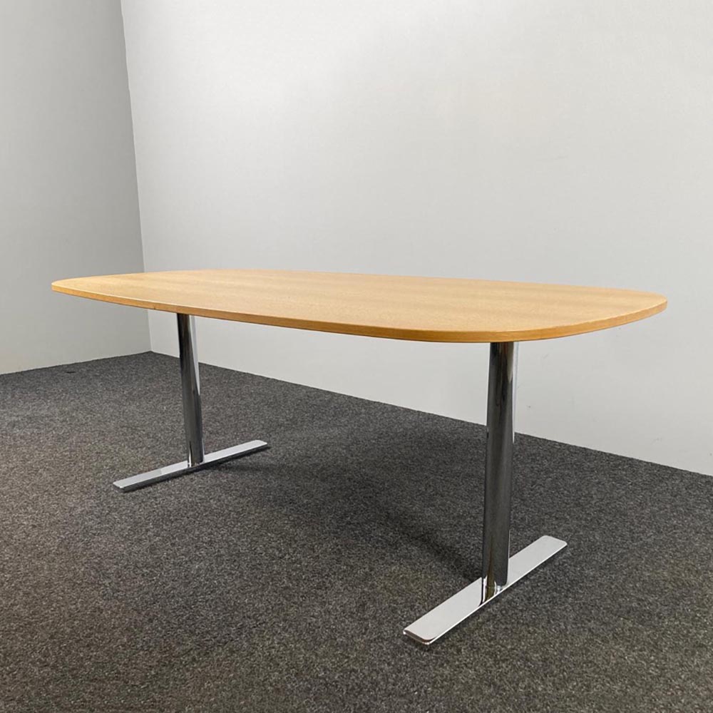 Table Ovale B175xD90xH67 - bois / chrome pied en t – Image 2