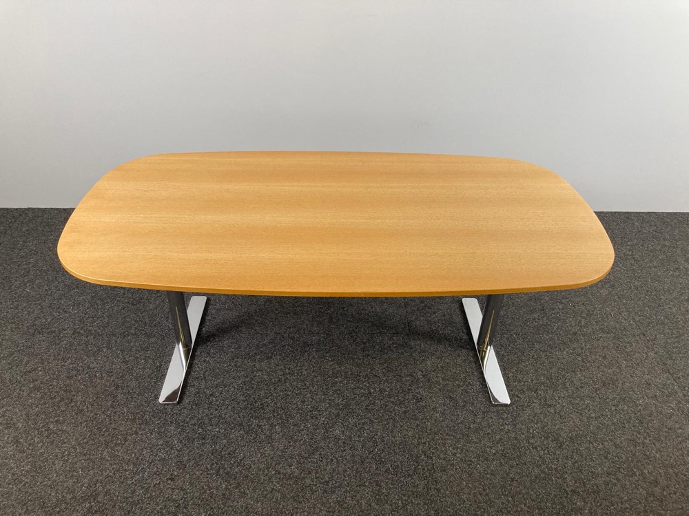 Table Ovale B175xD90xH67 - bois / chrome pied en t – Image 3