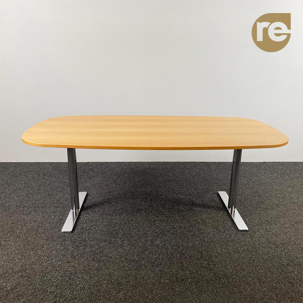 Table Ovale B175xD90xH67 - bois / chrome pied en t