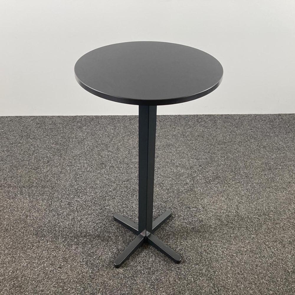 Bistro Table Table de cantine Rond B60xD60xH110 - hpl noir / métal noir base croisée – Image 2