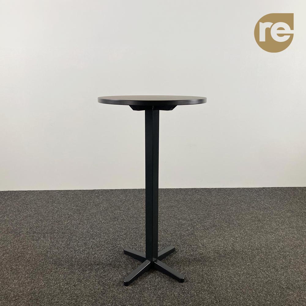 Bistro Table Table de cantine Rond B60xD60xH110 - hpl noir / métal noir base croisée