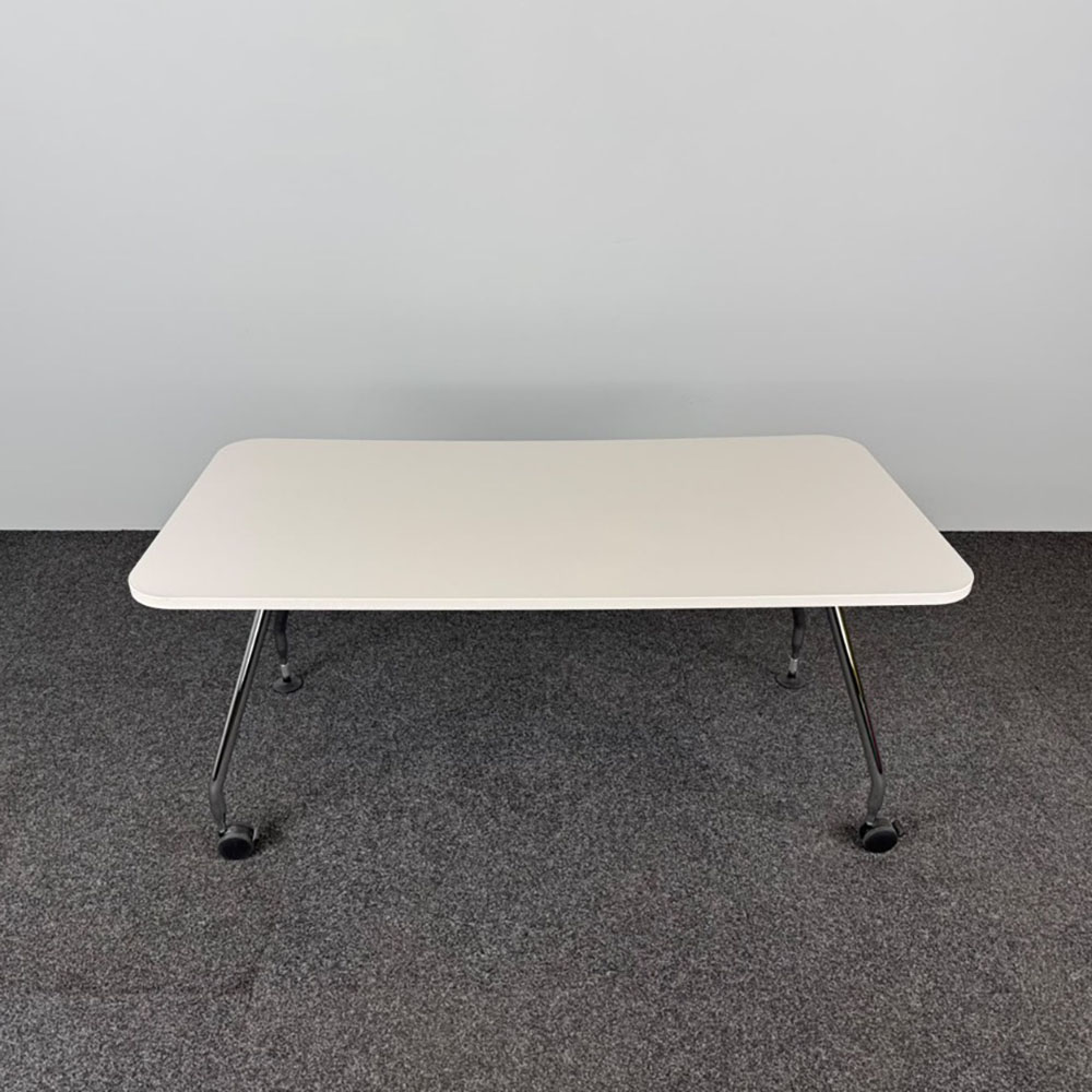 VITRA Ad Hoc Bureau Verrijdbaar design Antonio Citterio B160xD80xH72.5 - wit melamine / chrome vierpoot - Afbeelding 2