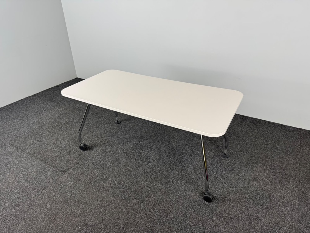 VITRA Ad Hoc Bureau Verrijdbaar design Antonio Citterio B160xD80xH72.5 - wit melamine / chrome vierpoot - Afbeelding 4