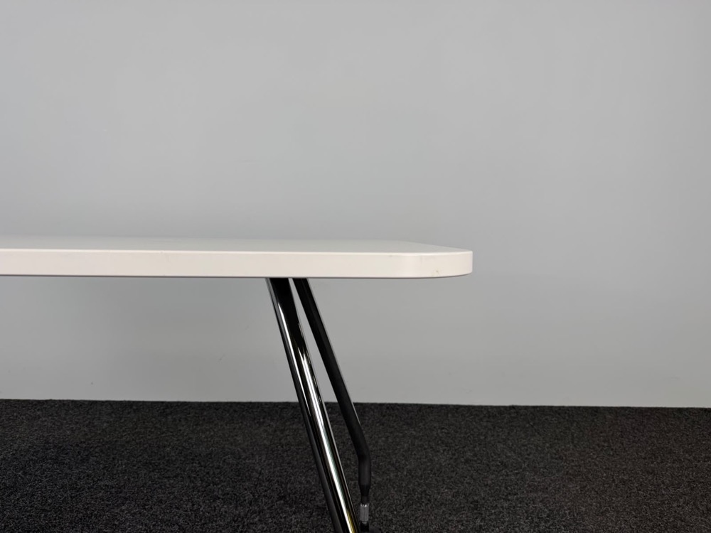 VITRA Ad Hoc Bureau Verrijdbaar design Antonio Citterio B160xD80xH72.5 - wit melamine / chrome vierpoot - Afbeelding 9
