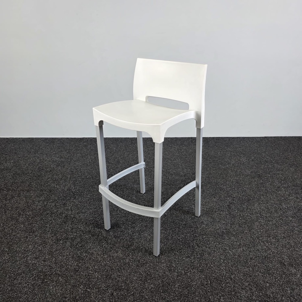 GIO Barkruk - wit kunststof / alu vierpoot - Afbeelding 2