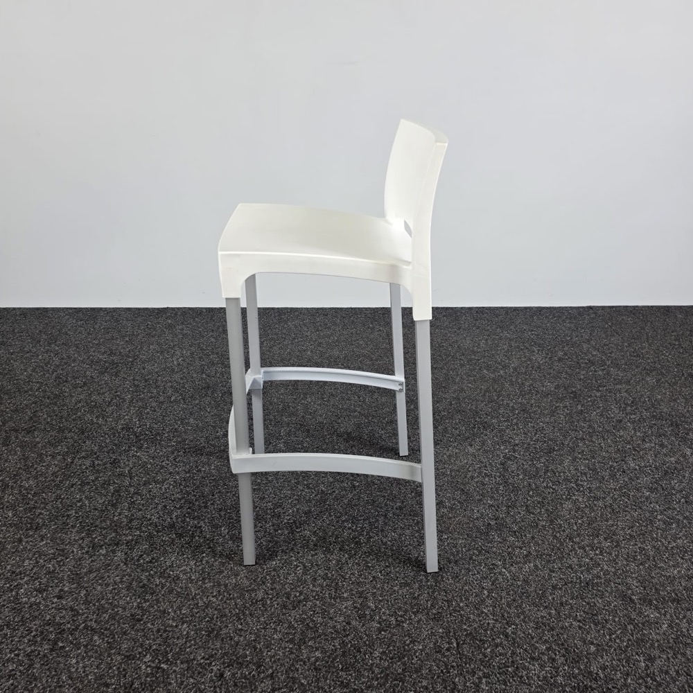 GIO Barkruk - wit kunststof / alu vierpoot - Afbeelding 3