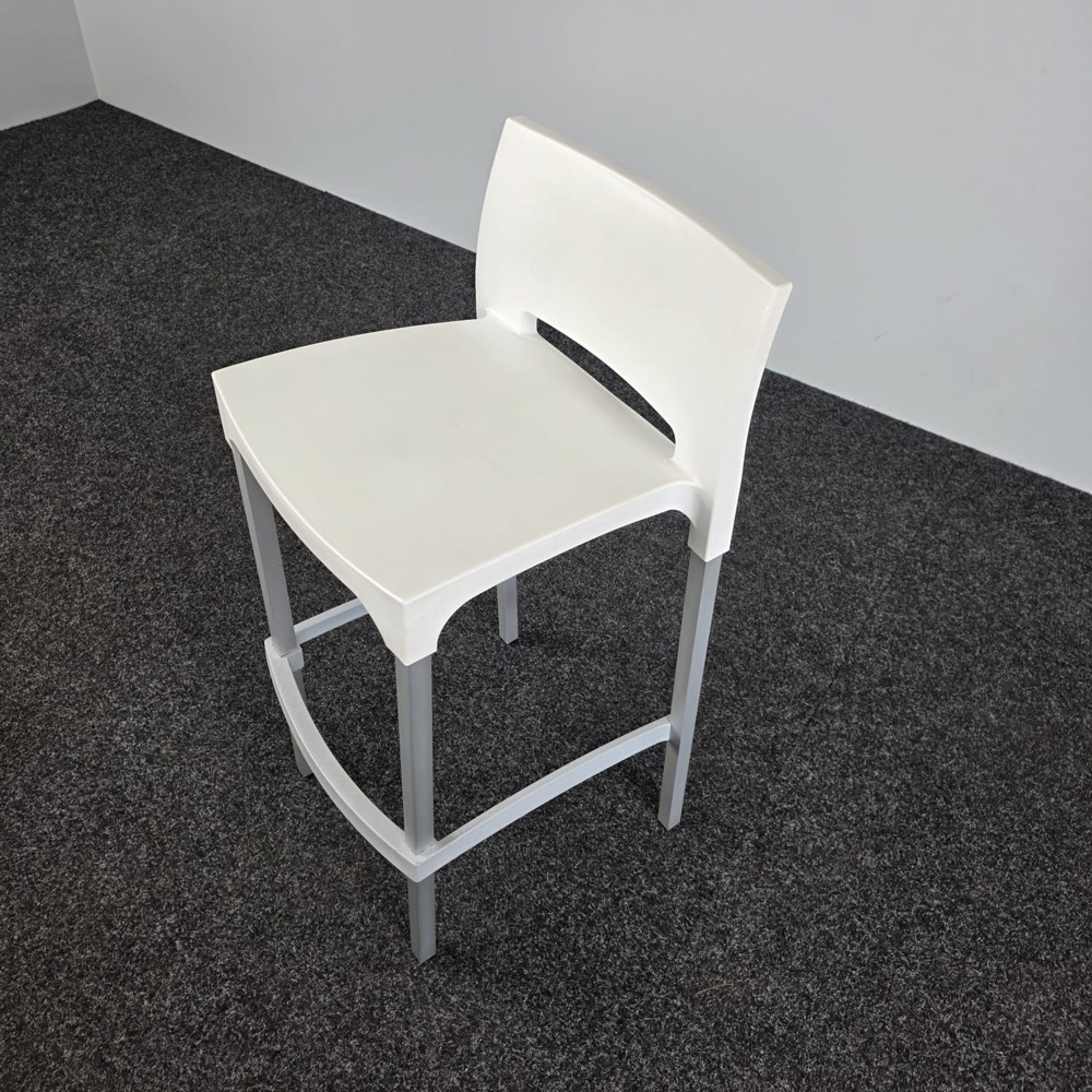 GIO Barkruk - wit kunststof / alu vierpoot - Afbeelding 5