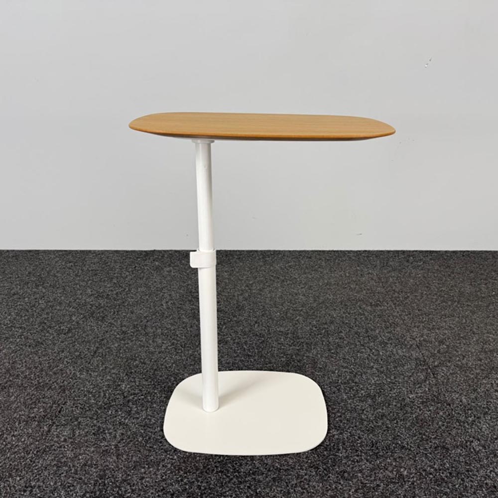 Table d’appoint B50xD37xH52-72 - mdf imitation bois / métal blanc plaque de base – Image 2