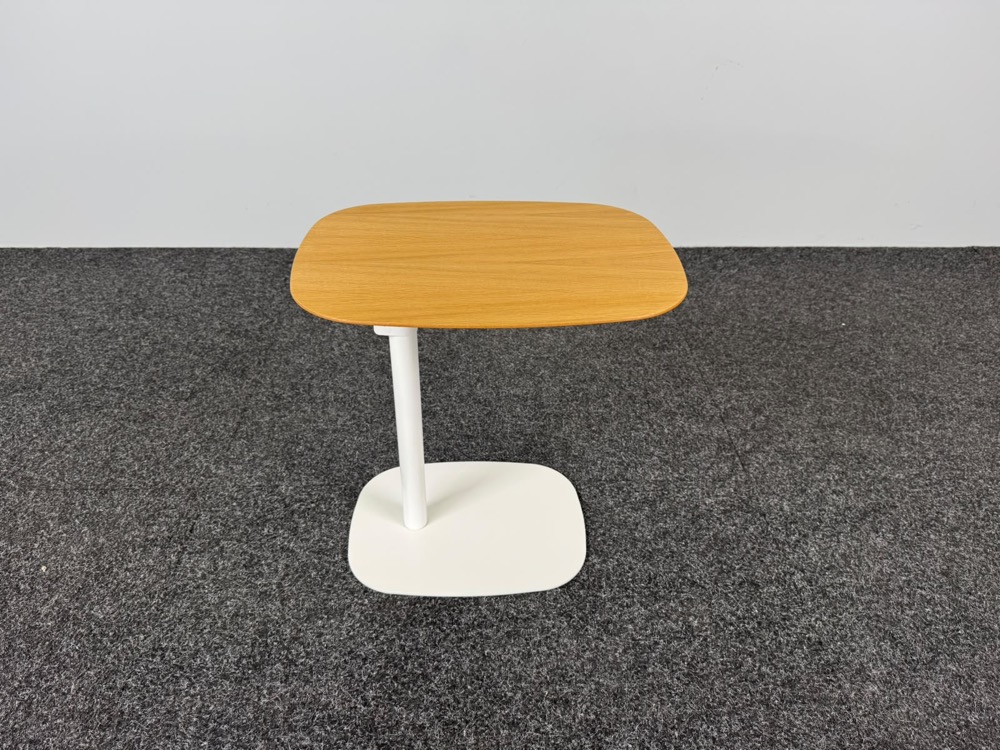 Table d’appoint B50xD37xH52-72 - mdf imitation bois / métal blanc plaque de base – Image 3
