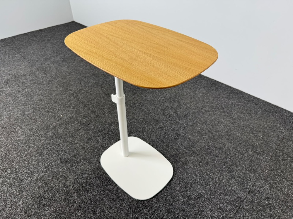 Table d’appoint B50xD37xH52-72 - mdf imitation bois / métal blanc plaque de base – Image 4