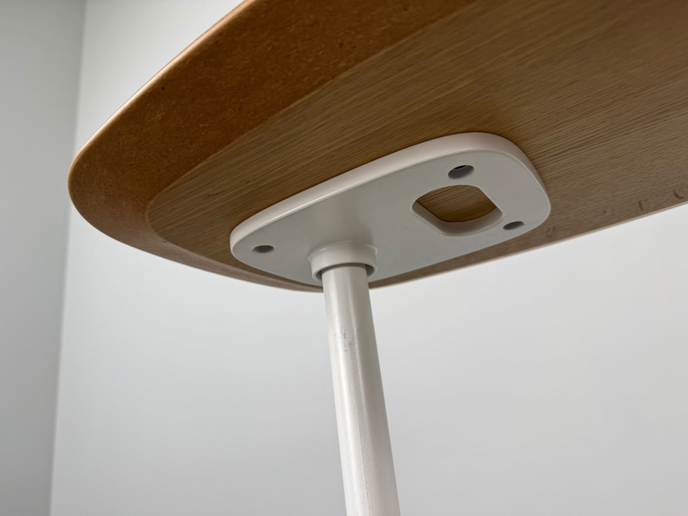 Table d’appoint B50xD37xH52-72 - mdf imitation bois / métal blanc plaque de base – Image 5