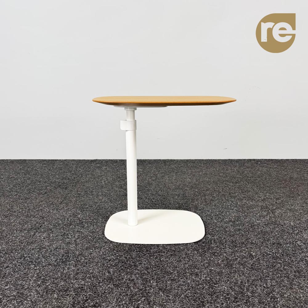 Table d’appoint B50xD37xH52-72 - mdf imitation bois / métal blanc plaque de base