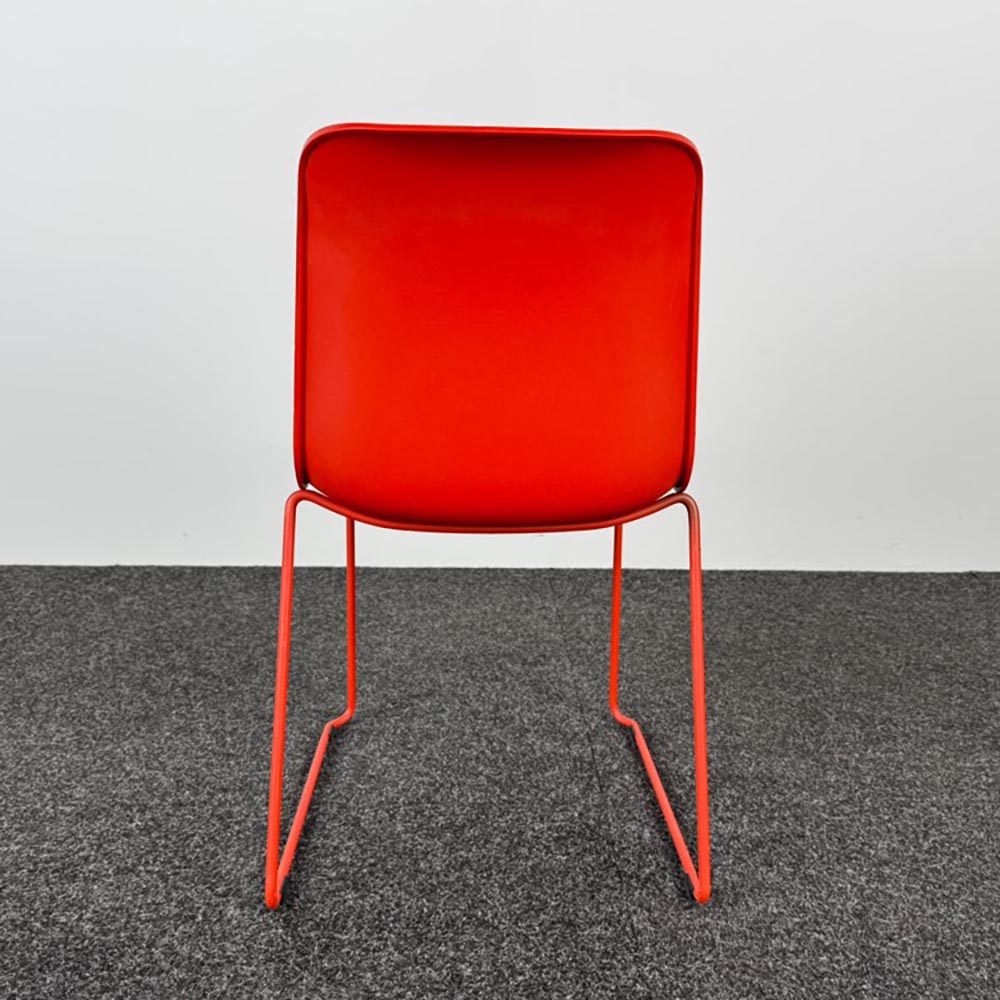 EUROPA 2 Kantinestoel stapelbaar - rood kunststof / rood metaal sledepoot - Afbeelding 5