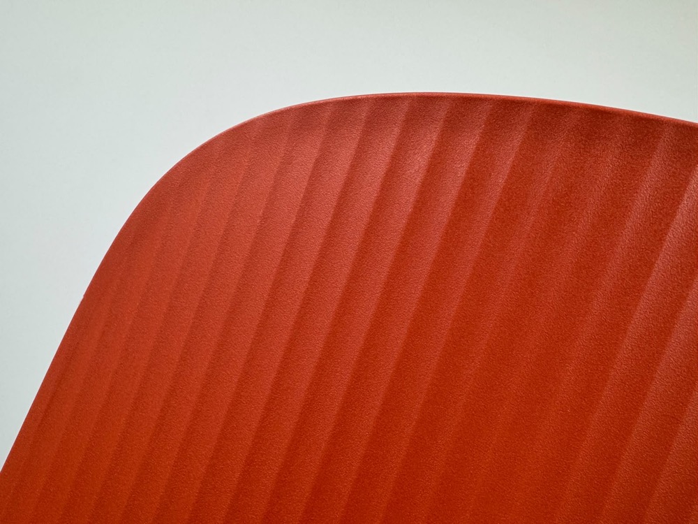 STEELCASE Cavatina Kantinestoel stapelbaar - baksteenrood kunststof / rood metaal sledepoot - Afbeelding 7