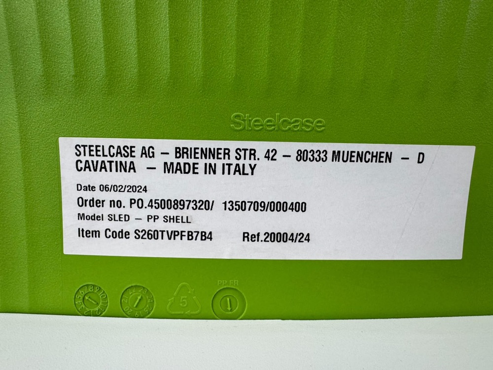 STEELCASE Cavatina Kantinestoel stapelbaar - groen kunststof / wit metaal sledepoot - Afbeelding 9