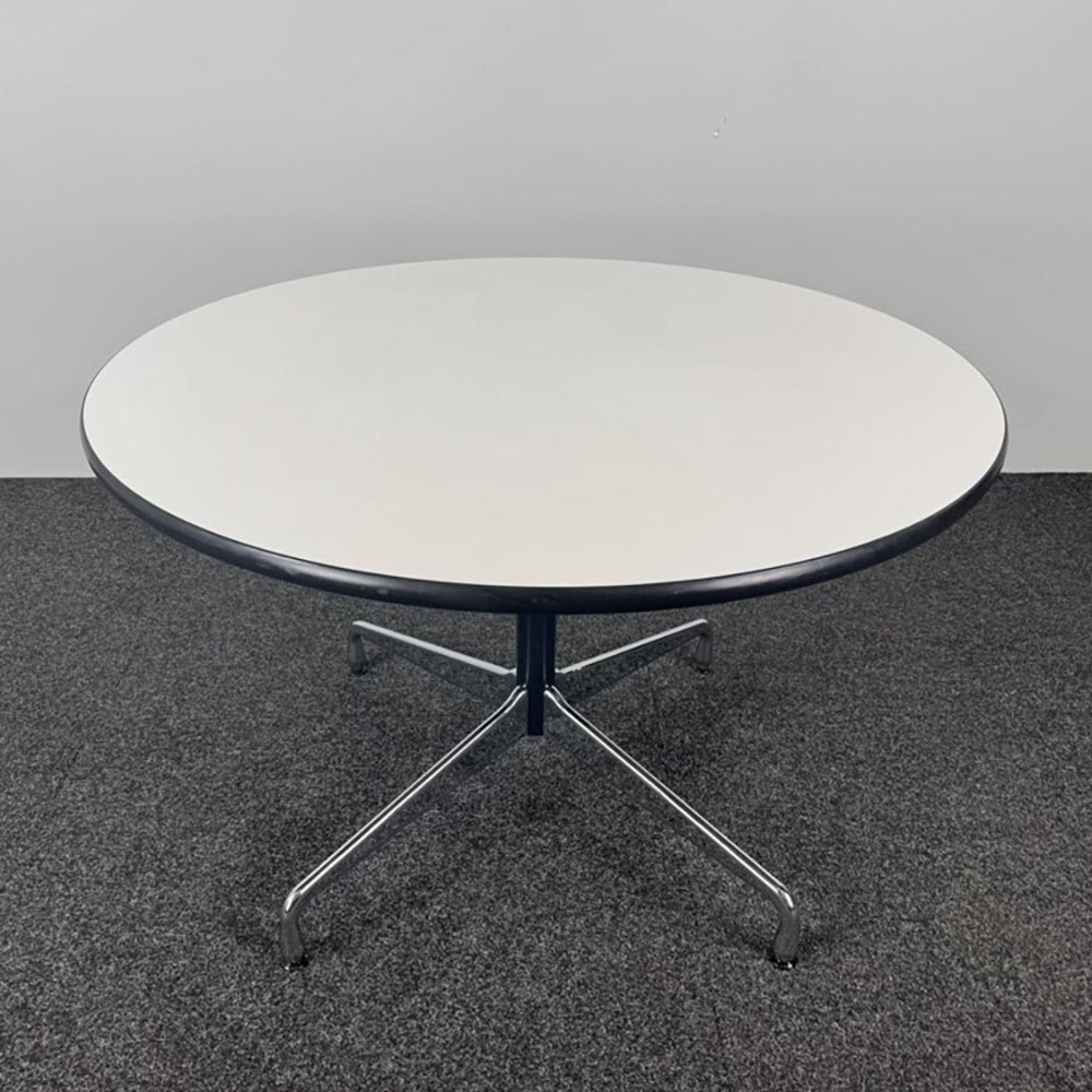 VITRA Eames Vergadertafel Rond design Charles and Ray Eames B110xD110xH72 - wit hpl / chrome sterpoot - Afbeelding 2