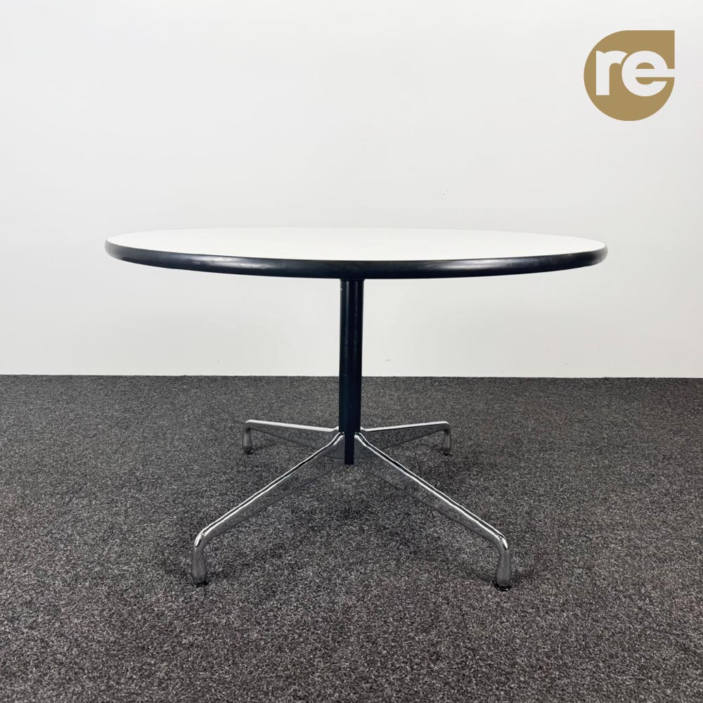 VITRA Eames Vergadertafel Rond design Charles and Ray Eames B110xD110xH72 - wit hpl / chrome sterpoot
