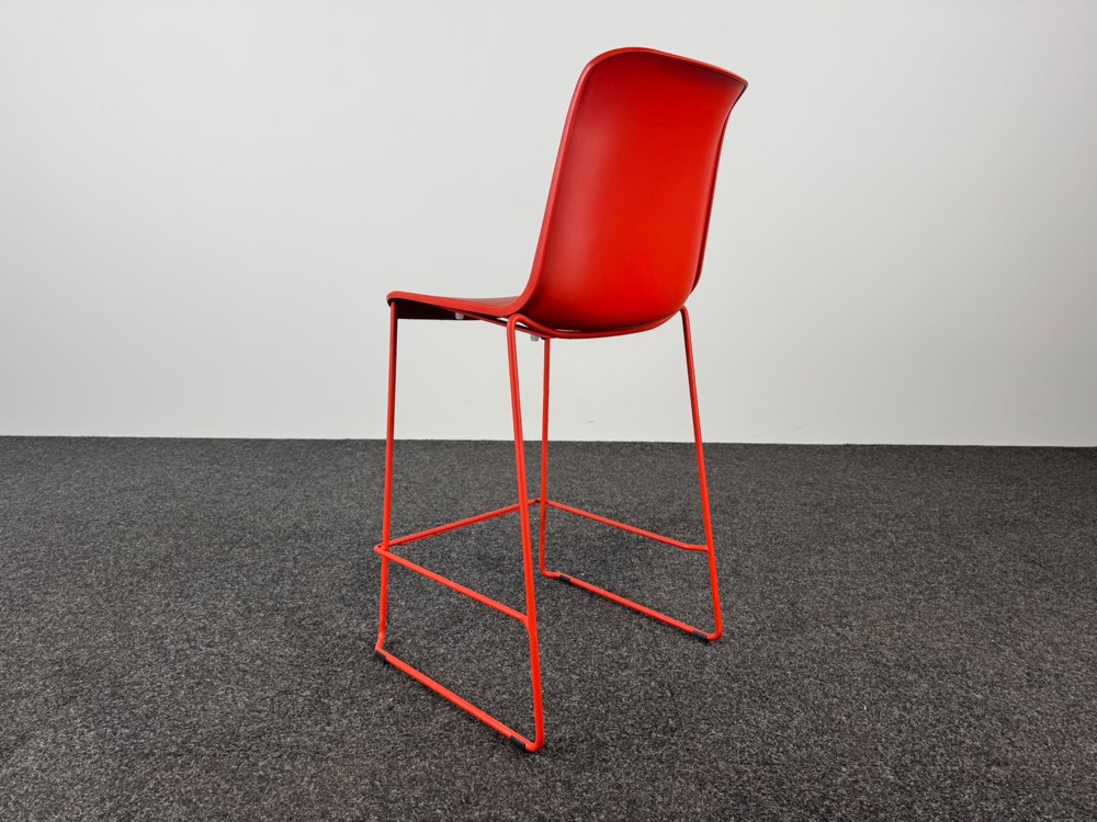 EUROPA 2 Barkruk stapelbaar - rood kunststof / rood metaal sledepoot - Afbeelding 3