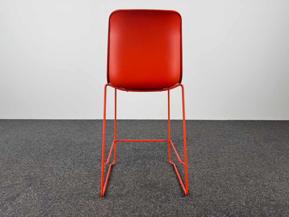 EUROPA 2 Barkruk stapelbaar - rood kunststof / rood metaal sledepoot - Afbeelding 4
