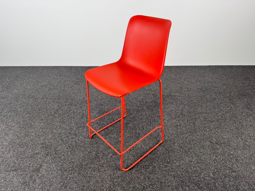 EUROPA 2 Barkruk stapelbaar - rood kunststof / rood metaal sledepoot - Afbeelding 2