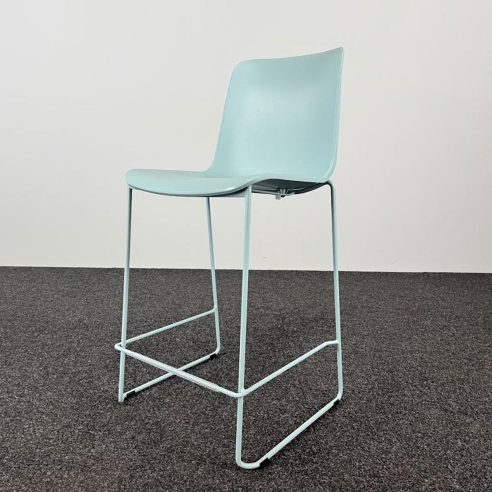 EUROPA 2 Barkruk - lichtblauw kunststof / blauw metaal sledepoot - Afbeelding 2