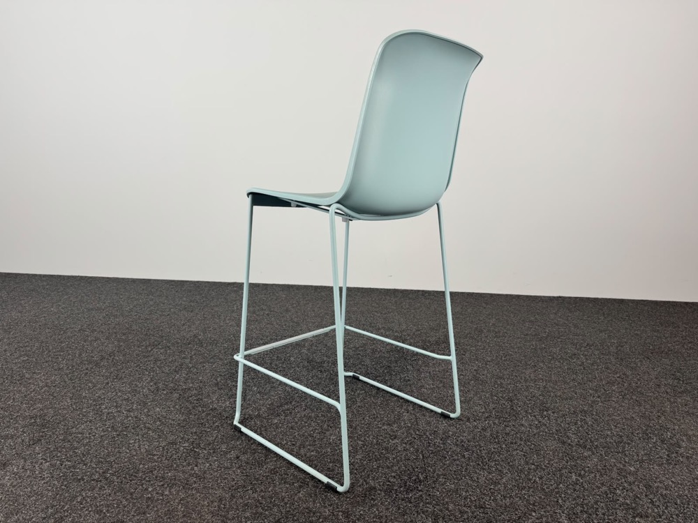 EUROPA 2 Barkruk - lichtblauw kunststof / blauw metaal sledepoot - Afbeelding 4