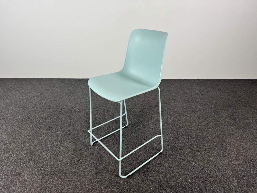 EUROPA 2 Barkruk - lichtblauw kunststof / blauw metaal sledepoot - Afbeelding 8