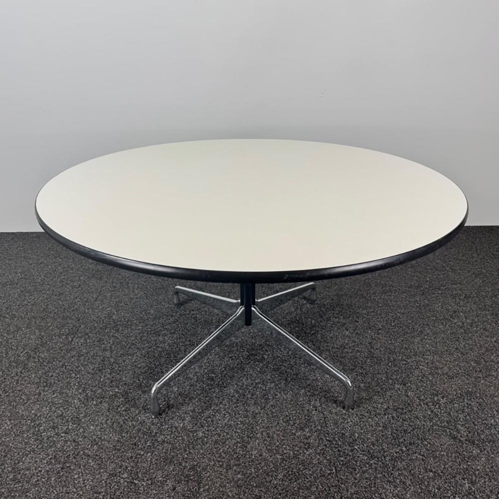 VITRA Eames Vergadertafel Rond design Charles and Ray Eames B130xD130xH72 - wit hpl / chrome sterpoot - Afbeelding 2