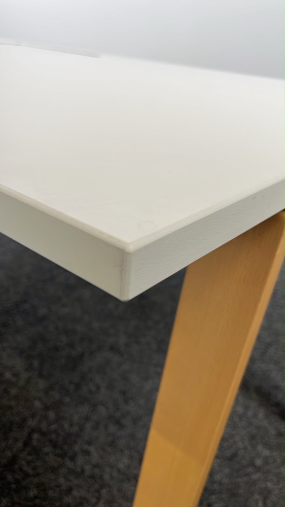 STEELCASE Bureau B200xD80xH74 - wit melamine / eikenhout vierpoot - Afbeelding 4