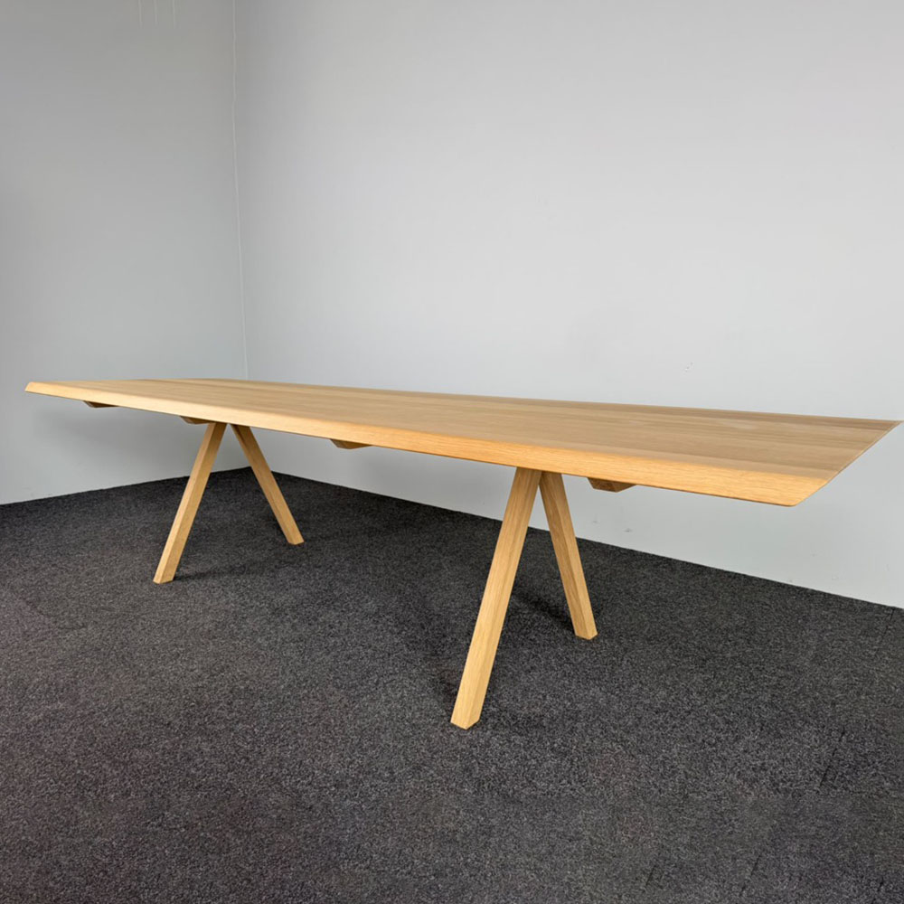 Vergadertafel B350xD100xH75 - massief eik / massief eik vierpoot - Afbeelding 2