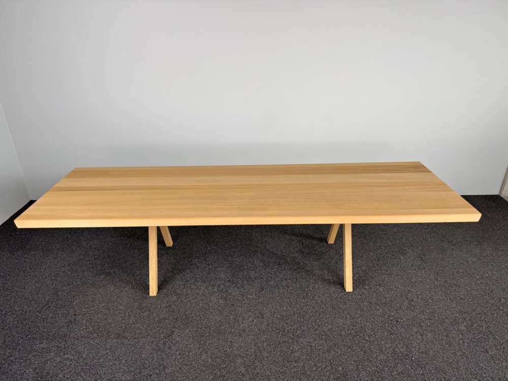 Vergadertafel B350xD100xH75 - massief eik / massief eik vierpoot - Afbeelding 3