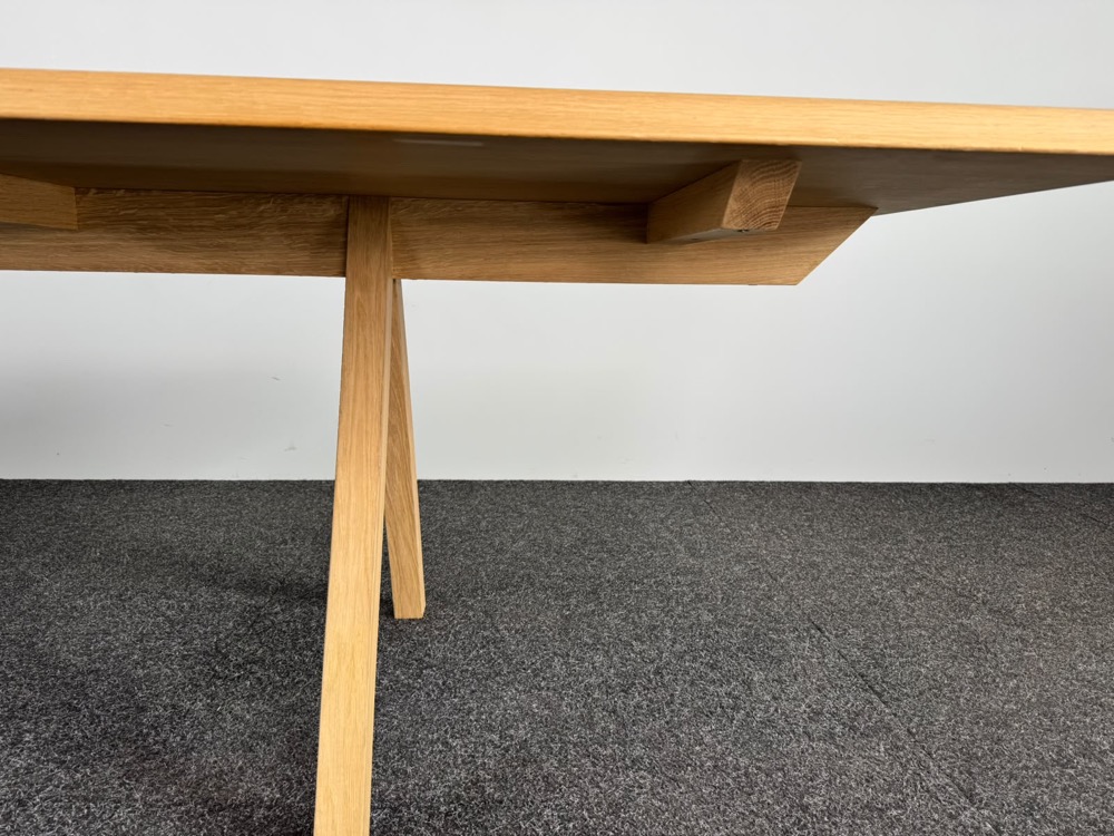 Vergadertafel B350xD100xH75 - massief eik / massief eik vierpoot - Afbeelding 4