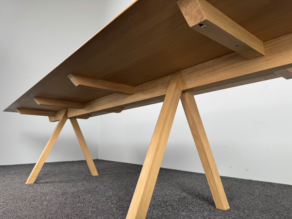 Vergadertafel B350xD100xH75 - massief eik / massief eik vierpoot - Afbeelding 5