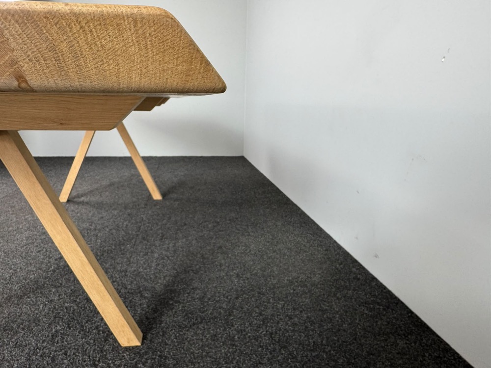 Vergadertafel B350xD100xH75 - massief eik / massief eik vierpoot - Afbeelding 9