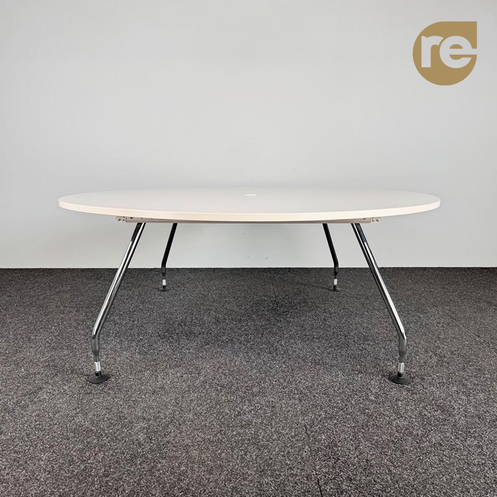 VITRA Ad Hoc Vergadertafel Rond design Antonio Citterio B180xD180xH72 - wit melamine / chrome vierpoot