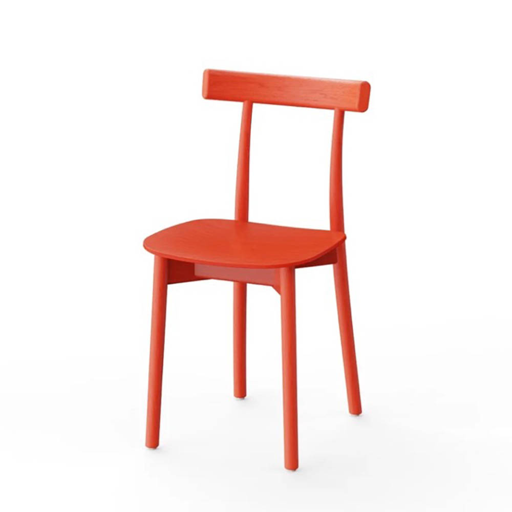 NINE Skinny Wooden Chair - frêne teinté rouge / bois rouge quatre pieds