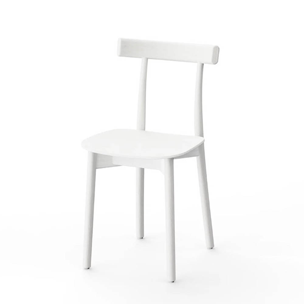 NINE Skinny Wooden Chair - frêne teinté blanc / bois blanc quatre pieds