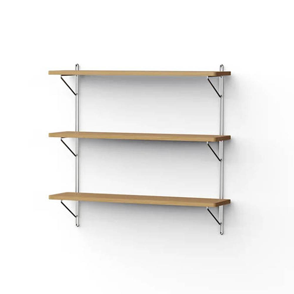 NINE Inline Wall Shelving small Rek - naturel eikenhout / roestvrij staal