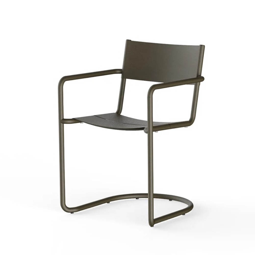 NINE Sine - Dining Arm Chair Kantinestoel - donkergroen staal / donkergroen roestvrij staal cantilever